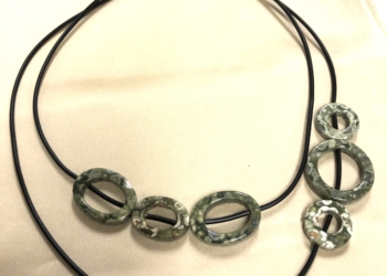 Rhyolite Stone & Rubber Necklace
